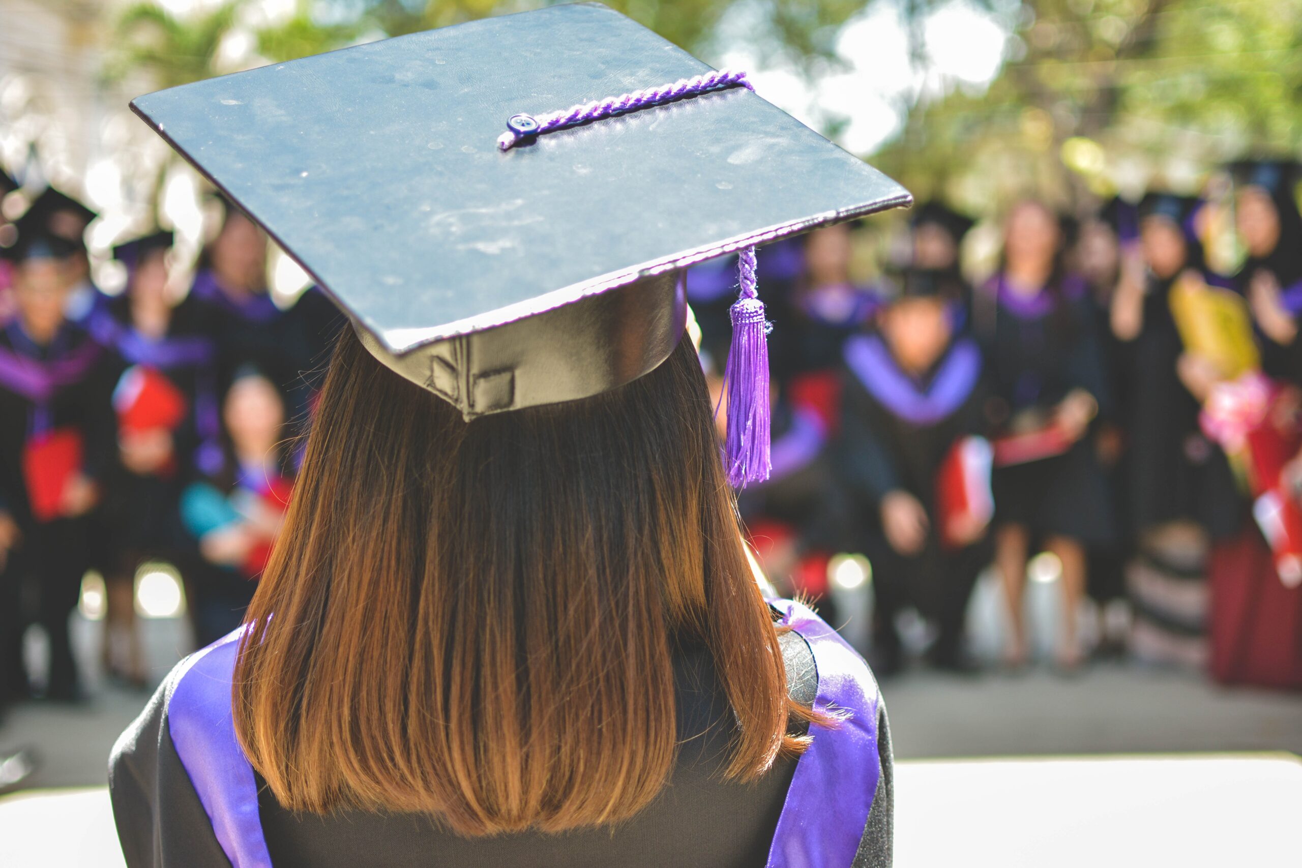Graduate wearing mortarboard